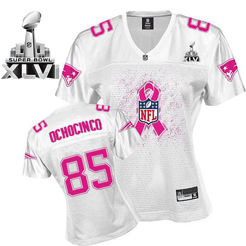Patriots #85 Chad Ochocinco White 2011 Breast Cancer Awareness Super Bowl XLVI Stitched NFL Jersey - Click Image to Close